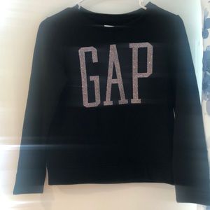 Gap glitter color letters and black fleece sweater